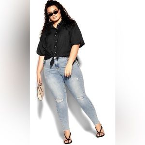 City Chic Button Hi Lo Top